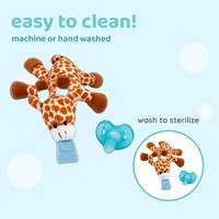 The Giraffe plush soother going into the wash