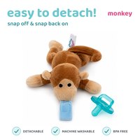 The pacifier detaching from the Monkey plush soother